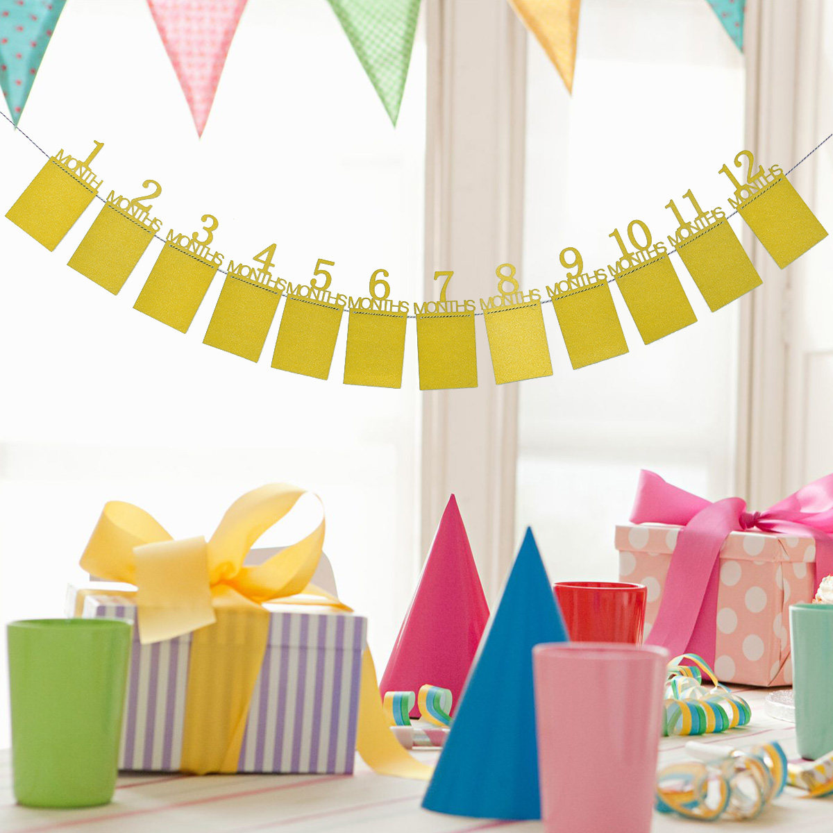 12 piezas de banderines para p - Party Banner Gold reseña y precio